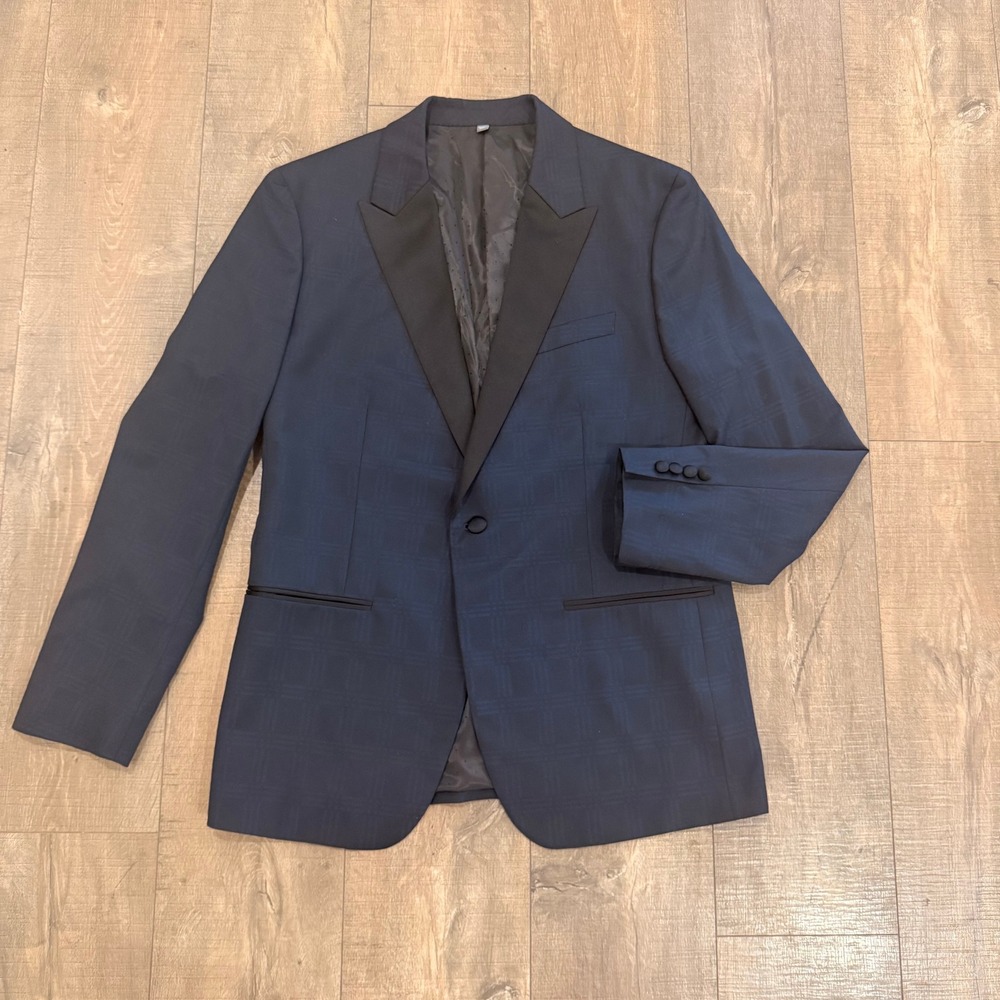 Bonobos Tuxedo Jacket Mens 44R Blue Plaid Slim Fit Vitale Barberis Canonico Wool
